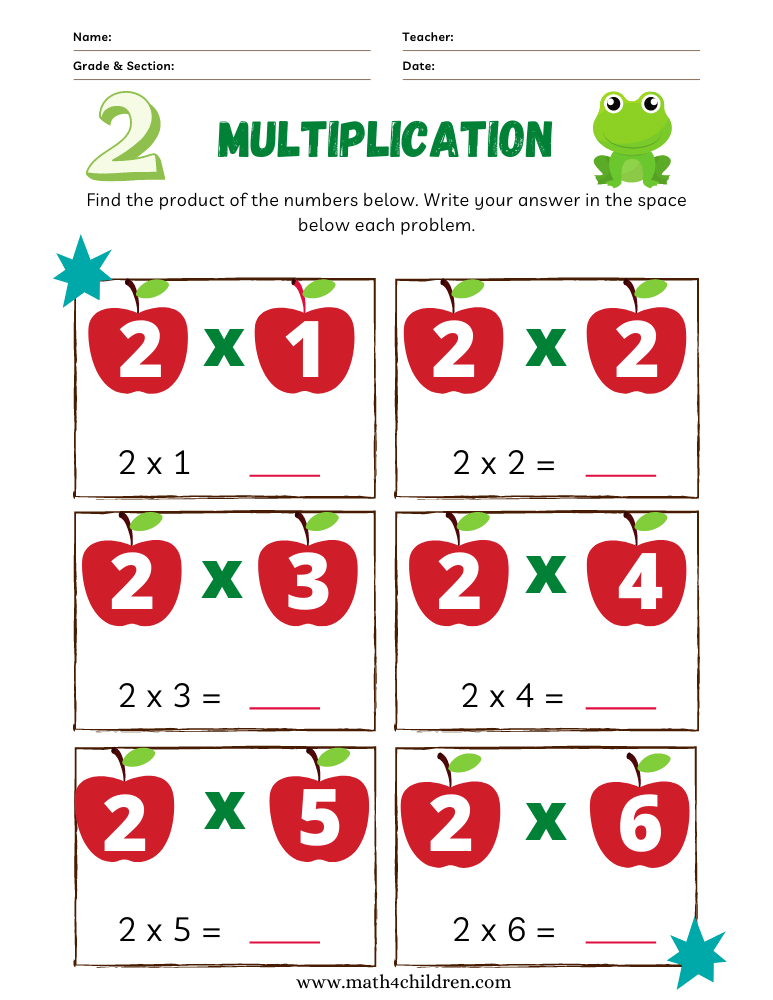 2 Times Tables Worksheets Printable